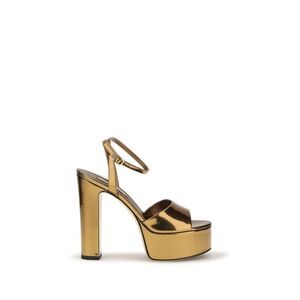 Casadei Gold Polyester Platform Women's Sandals